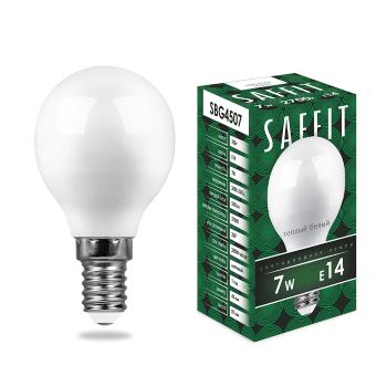 Лампа светодиодная Saffit SBG4507 G45 7W E14 2700K 55034