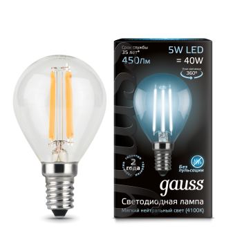 Лампа светодиодная Gauss LED Filament Globe 5W E14 4100K(105801205)