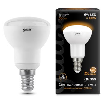 Лампа светодиодная Gauss LED R50 6W E14 2700K(106001106)