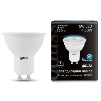 Лампа светодиодная Gauss LED GU10 5W 4100K(101506205)