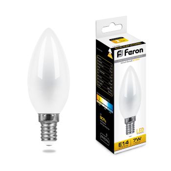Лампа светодиодная Feron LB-66 филамент свеча матовая C35 7W E14 2700K 25785
