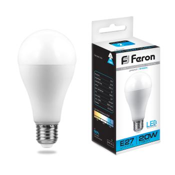 Лампа светодиодная Feron LB-98 A65 20W E27 6400K 25789
