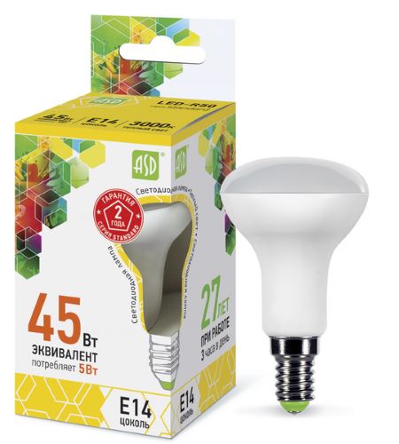 Лампа светодиодная ASD LED-R50-standard 5Вт Е14 3000К 4690612001531