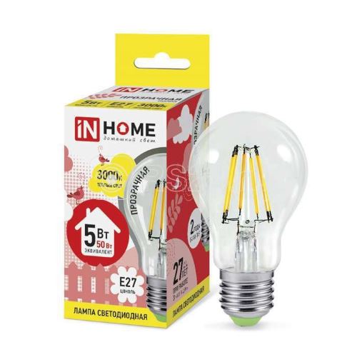 Лампа светодиодная ASD LED-A60-deco 5Вт Е27 3000К IN HOME 4690612008028