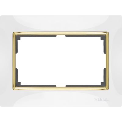 Рамка Werkel Snabb для двойной розетки белый/золото WL03-Frame-01-DBL-white-GD